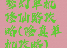 梦幻单机修仙路攻略(修真单机攻略)