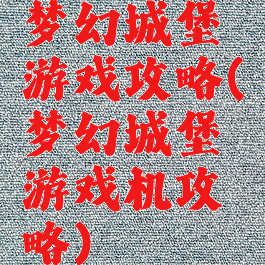 梦幻城堡游戏攻略(梦幻城堡游戏机攻略)