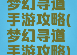 梦幻寻道手游攻略(梦幻寻道手游攻略)