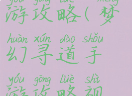 梦幻寻道手游攻略(梦幻寻道手游攻略视频)