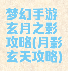 梦幻手游玄月之影攻略(月影玄天攻略)