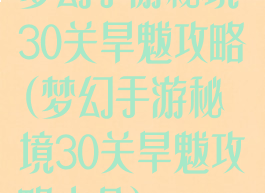 梦幻手游秘境30关旱魃攻略(梦幻手游秘境30关旱魃攻略大全)