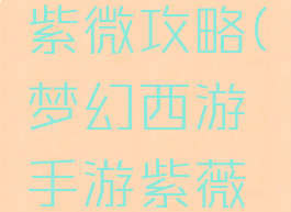 梦幻手游紫微攻略(梦幻西游手游紫薇大帝攻略)