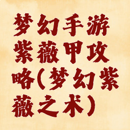梦幻手游紫薇甲攻略(梦幻紫薇之术)
