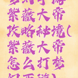 梦幻手游紫薇大帝攻略秘境(紫薇大帝怎么打梦幻西游)