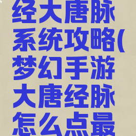 梦幻手游经大唐脉系统攻略(梦幻手游大唐经脉怎么点最好2020)