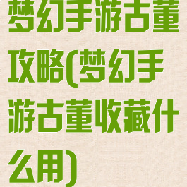 梦幻手游古董攻略(梦幻手游古董收藏什么用)