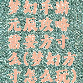 梦幻手游元辰攻略需要方寸么(梦幻方寸怎么玩)