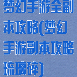 梦幻手游全副本攻略(梦幻手游副本攻略琉璃碎)