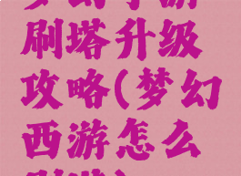 梦幻手游刷塔升级攻略(梦幻西游怎么刷塔)