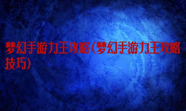 梦幻手游力王攻略(梦幻手游力王攻略技巧)