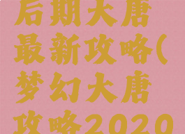 梦幻手游后期大唐最新攻略(梦幻大唐攻略2020)