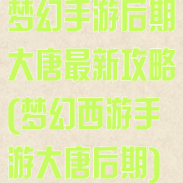 梦幻手游后期大唐最新攻略(梦幻西游手游大唐后期)