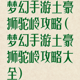 梦幻手游土豪狮驼岭攻略(梦幻手游土豪狮驼岭攻略大全)