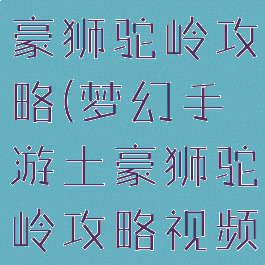 梦幻手游土豪狮驼岭攻略(梦幻手游土豪狮驼岭攻略视频)