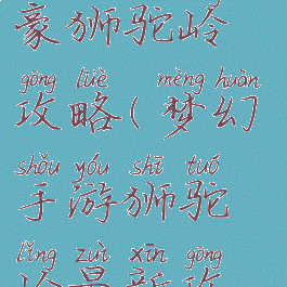 梦幻手游土豪狮驼岭攻略(梦幻手游狮驼岭最新攻略)