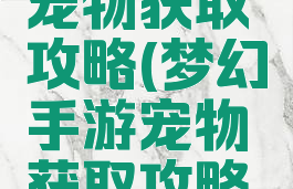 梦幻手游宠物获取攻略(梦幻手游宠物获取攻略视频)