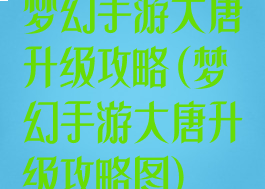 梦幻手游大唐升级攻略(梦幻手游大唐升级攻略图)