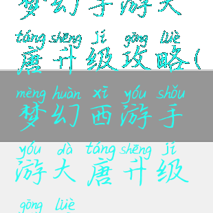 梦幻手游大唐升级攻略(梦幻西游手游大唐升级攻略)