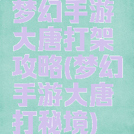 梦幻手游大唐打架攻略(梦幻手游大唐打秘境)