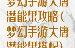 梦幻手游大唐潜能果攻略(梦幻手游大唐潜能果搭配)