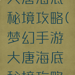 梦幻手游大唐海底秘境攻略(梦幻手游大唐海底秘境攻略视频)