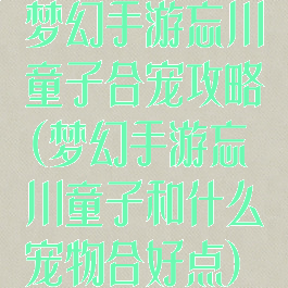 梦幻手游忘川童子合宠攻略(梦幻手游忘川童子和什么宠物合好点)