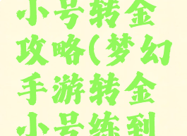 梦幻手游小号转金攻略(梦幻手游转金小号练到几级)