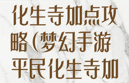 梦幻手游平民化生寺加点攻略(梦幻手游平民化生寺加点攻略大全)