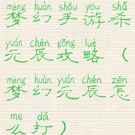 梦幻手游杀元辰攻略(梦幻元辰怎么打)