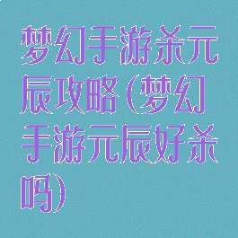 梦幻手游杀元辰攻略(梦幻手游元辰好杀吗)