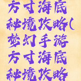 梦幻手游方寸海底秘境攻略(梦幻手游方寸海底秘境攻略大全)