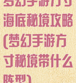 梦幻手游方寸海底秘境攻略(梦幻手游方寸秘境带什么阵型)