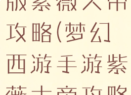 梦幻手游新版紫薇大帝攻略(梦幻西游手游紫薇大帝攻略)