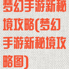 梦幻手游新秘境攻略(梦幻手游新秘境攻略图)
