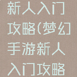 梦幻手游新人入门攻略(梦幻手游新人入门攻略图)