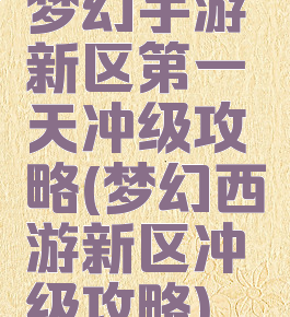 梦幻手游新区第一天冲级攻略(梦幻西游新区冲级攻略)