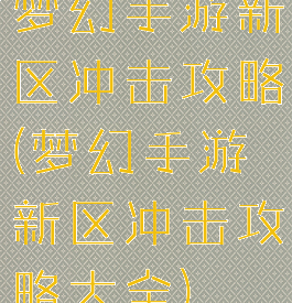 梦幻手游新区冲击攻略(梦幻手游新区冲击攻略大全)
