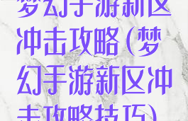 梦幻手游新区冲击攻略(梦幻手游新区冲击攻略技巧)