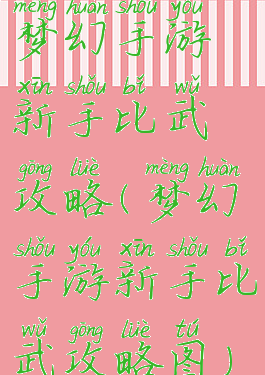 梦幻手游新手比武攻略(梦幻手游新手比武攻略图)
