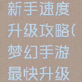 梦幻手游新手速度升级攻略(梦幻手游最快升级方法)