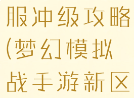 梦幻手游新服冲级攻略(梦幻模拟战手游新区冲级攻略)