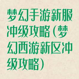 梦幻手游新服冲级攻略(梦幻西游新区冲级攻略)