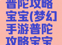 梦幻手游普陀攻略宝宝(梦幻手游普陀攻略宝宝搭配)