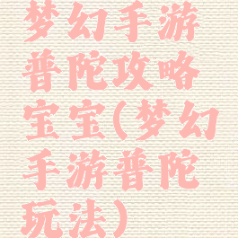 梦幻手游普陀攻略宝宝(梦幻手游普陀玩法)