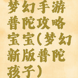 梦幻手游普陀攻略宝宝(梦幻新版普陀孩子)
