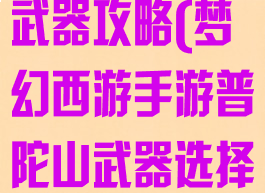 梦幻手游普陀武器攻略(梦幻西游手游普陀山武器选择)
