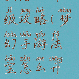 梦幻手游法宝怎么升级攻略(梦幻手游法宝怎么升级攻略大全)