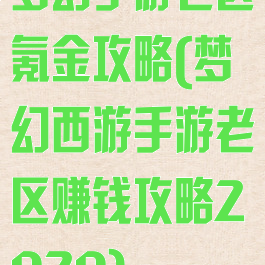 梦幻手游老区氪金攻略(梦幻西游手游老区赚钱攻略2020)