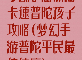梦幻手游血耐卡速普陀孩子攻略(梦幻手游普陀平民最佳速度)